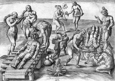 Timucuan-indianer behandlar sjuka av Theodor de Bry