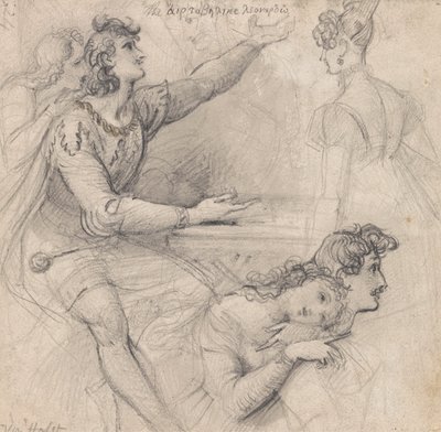 Ett ark med skisser - Teaterstudier av Theodor von Holst