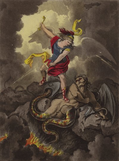 Satan kedjad (etsning) av Theodore (after) Lane