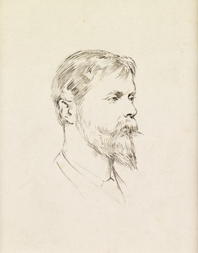 Porträtt av Sir Ernest Waterlow, en profil (penna och bläck på papper) av Theodore Blake Wirgman
