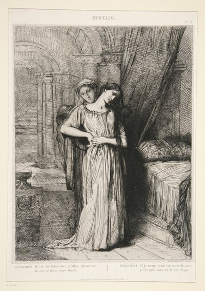 ”Desdemona”, pl. 8 ur Othello (akt IV, scen III) av Théodore Chassériau