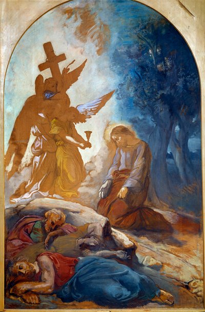Jesus i trädgården av olivträd. Målning av Theodore Chasseriau (1819-1856) av Théodore Chassériau