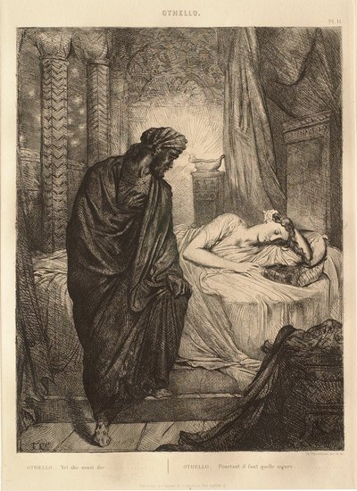 Othello-svit: nr 11 (akt 5, scen 2: Othello vid Desdemonas säng) av Théodore Chassériau