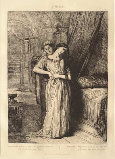 Othello-svit: nr 8 (akt 4, scen 3: Desdemona och Emilia) av Théodore Chassériau