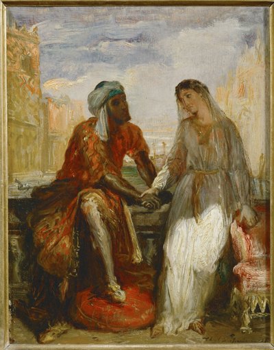 Othello och Desdemona i Venedig... av Théodore Chassériau