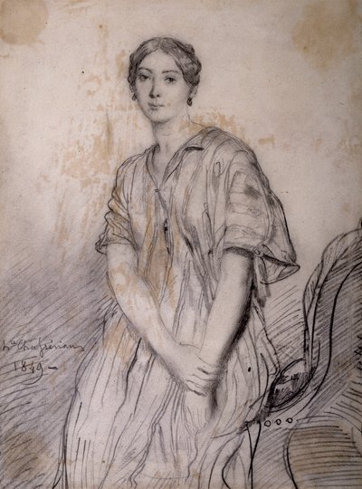 Porträtt av Alice Ozy (Julie, Justine Pilloy), skådespelerska (1820-1893) av Théodore Chassériau