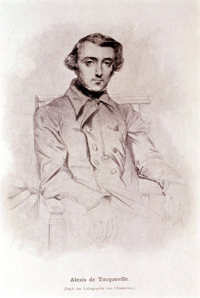Porträtt av Alexis de Tocqueville. Litografi av Chasseriau. 1800-talet. av Théodore Chassériau