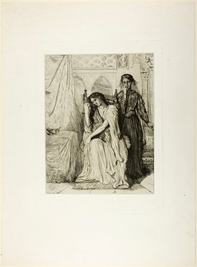 The Willow Song, tallrik nio från Othello av Théodore Chassériau