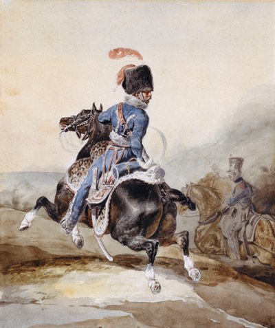 Artilleriofficer galopperar till vänster av Theodore Gericault