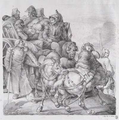 Vagn lastad med sårade soldater av Theodore Gericault