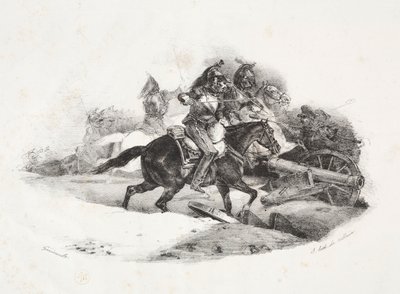 Cuirassiers laddar ett artilleribatteri. av Theodore Gericault