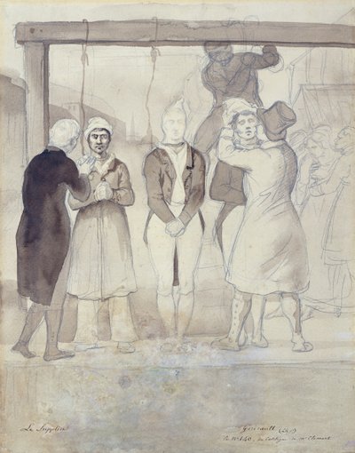 Avrättning i London (straffet) (wc och penna på papper) av Theodore Gericault