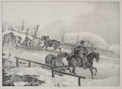 Fyra olika ämnen: Vagnen klättrar upp för en kulle av Theodore Gericault
