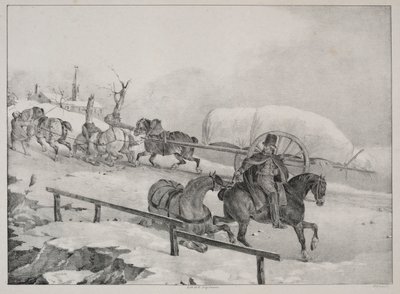 Fyra olika ämnen: Vagn som klättrar på en kulle. av Theodore Gericault