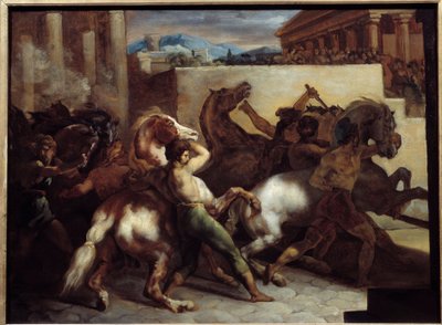Gratis hästkapplöpning i Rom Målning av Theodore Gericault (1791-1824) 1817 Sön. 0,45x0,6 m av Theodore Gericault