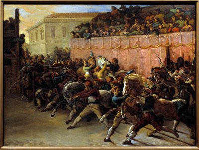 Gratis hästkapplöpning i Rom. Målning av Theodore Gericault (1791-1824) av Theodore Gericault