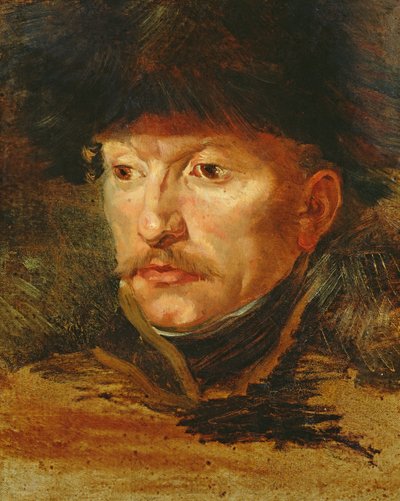 Chef för en ryttare (porträtt av löjtnant Dieudonne), c.1812 av Theodore Gericault