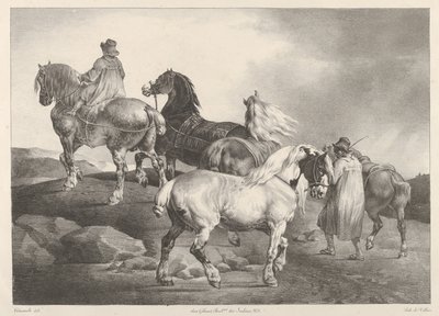 Hästar som körs till en marknad av Theodore Gericault