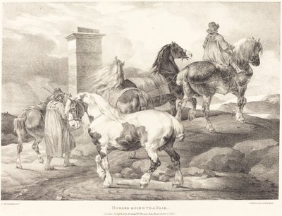 Hästar som går till en mässa av Theodore Gericault