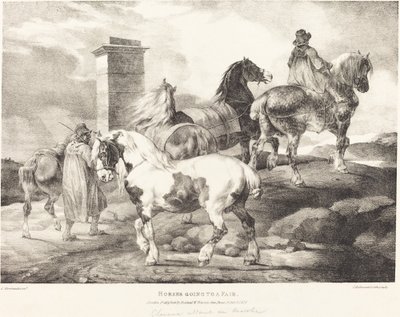 Hästar som går till en mässa av Theodore Gericault