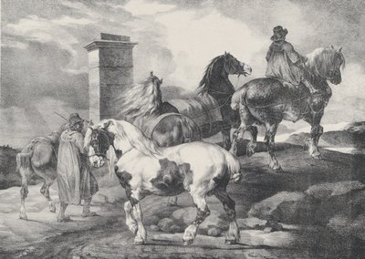 Hästar på väg till en mässa, 1821 av Theodore Gericault
