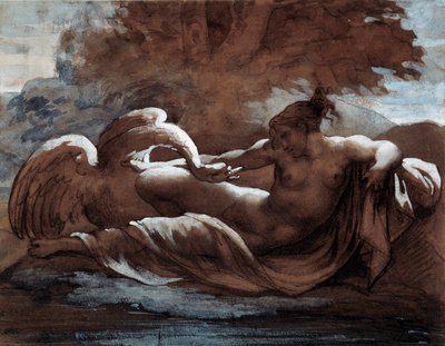 Leda och svanen. Teckning av Theodore Gericault (1791-1824) av Theodore Gericault