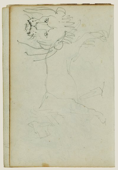 Lejon som går, lejonansikte av Theodore Gericault