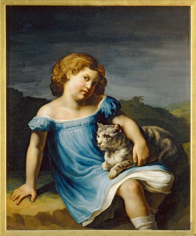 Louise Vernet som barn. Louise Vernet, dotter till Horace Vernet och blivande hustru till den franske målaren Paul Delaroche ... av Theodore Gericault
