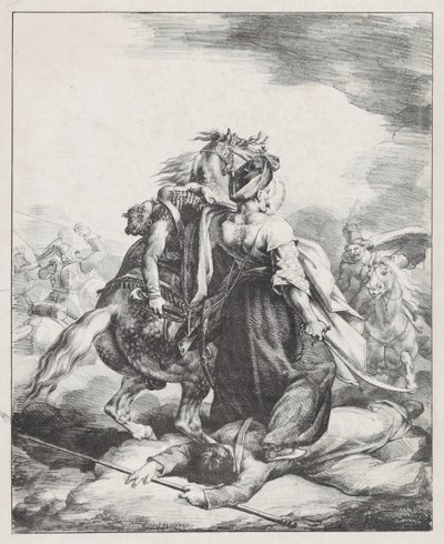En mamluk från den kejserliga gardet som försvarar en sårad trumpetare mot en kosack (En egyptisk mamluk som försvarar en sårad fransk trumpetare vid Waterloo) av Theodore Gericault