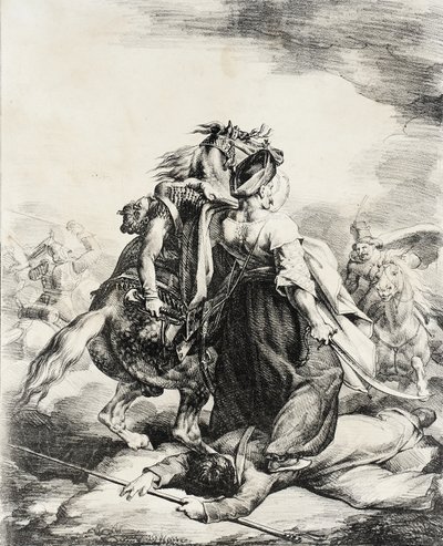 Mameluker som försvarar en skadad trumpetare av Theodore Gericault