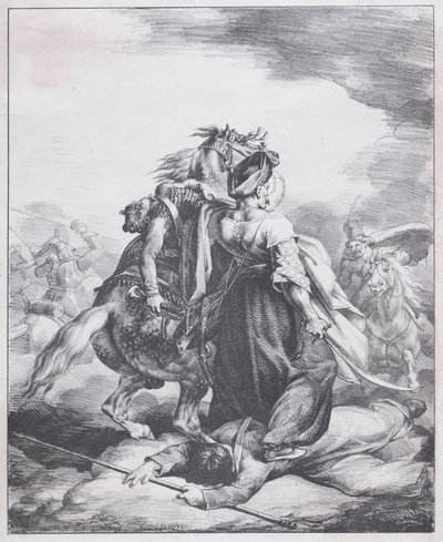 En mamluk som skyddar en sårad trumpetare av Theodore Gericault
