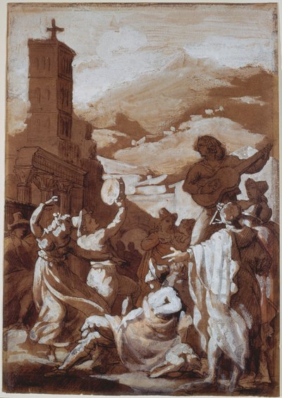 Neapolitansk dans: Tarantella av Theodore Gericault