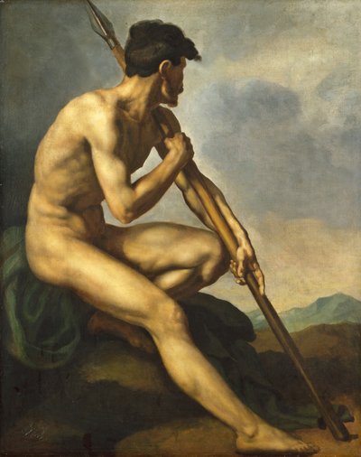Naken krigare med ett spjut av Theodore Gericault