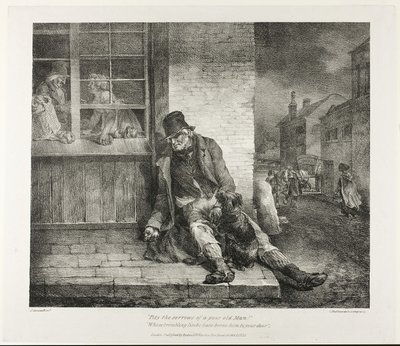 Pity the Sorrows of a Poor Old Man!... 1821 (litografi i svart på elfenbensvävt papper) av Theodore Gericault
