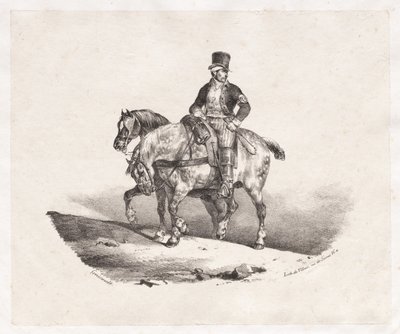 Brevbärare eller två selehästar, 1823. av Theodore Gericault