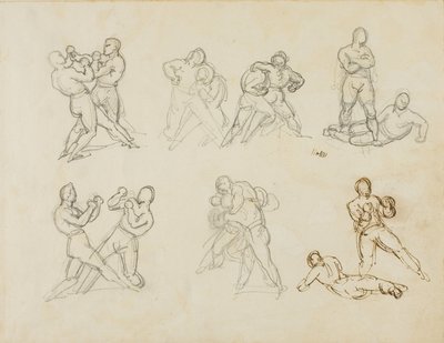 Sju skisser av par boxershorts av Theodore Gericault