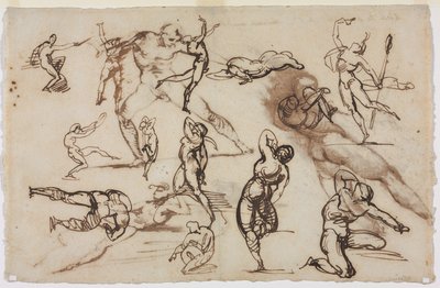 Blad med skisser (a tergo) av Theodore Gericault
