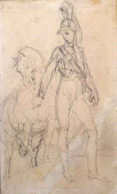 Studie av en drake och hans häst av Theodore Gericault