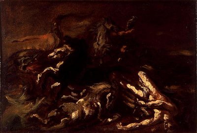 Hippolytus död (olja på duk) av Theodore Gericault