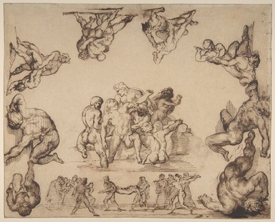 Räddningen av en drunknande man (framsidan); Studie av en häst (baksidan) av Theodore Gericault