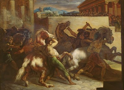 The Wild Horse Race i Rom, ca 1817 (olja på papper) av Theodore Gericault