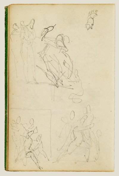 Tre kompositionsstudier av figurgrupper av Theodore Gericault