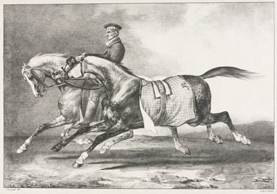 Två fläckiga hästar tränar, 1822. av Theodore Gericault