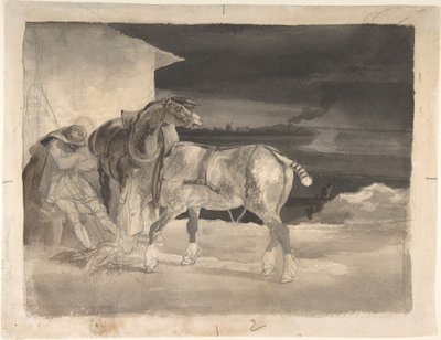 Två draghästar med en sovande kusk av Theodore Gericault
