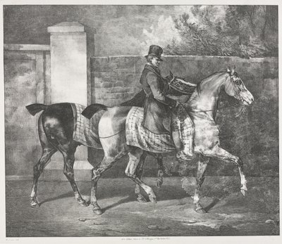 Två hästar som tränas av en jockey av Theodore Gericault