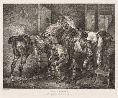 Olika ämnen från livet och på sten: The English Farrier, 1821. av Theodore Gericault