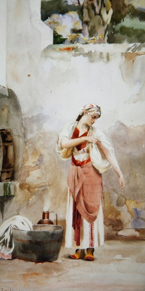 En grekisk skönhet (akvarell på papper) av Theodore Jacques Ralli