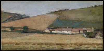 En gård bland kullar, Giverny, ca 1887 av Theodore Robinson