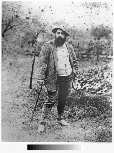 Claude Monet i sin trädgård, 1880 (silvertryck) av Theodore Robinson