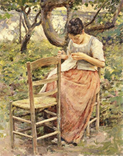 Sömmerskan, ca 1891 av Theodore Robinson